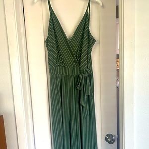 Wrap-front, wide cropped leg jumpsuit